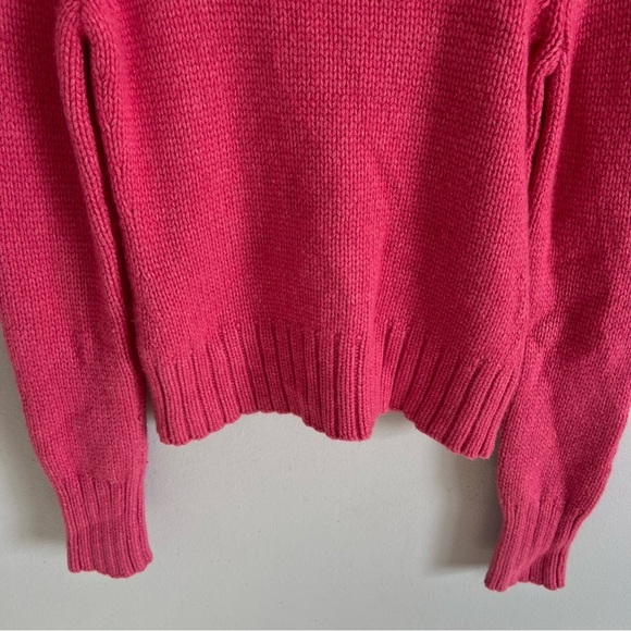 Express Wool Angora Cashmere Turtleneck Cable Knit Sweater Pink Sz XL Fisherman - Picture 8 of 8